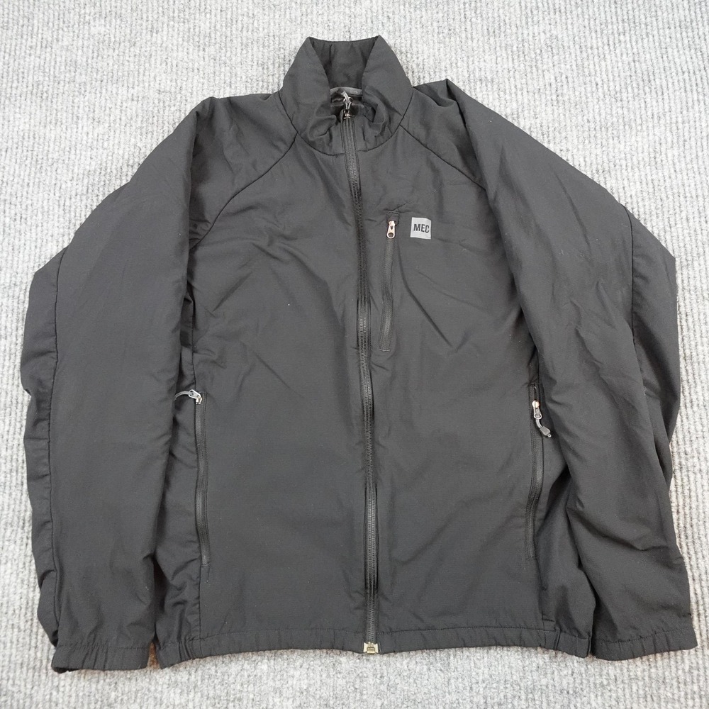 MEC Polartec Jacket Mens Large Black Full Zip Insulated Winter Nylon Hiking